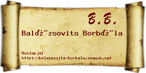 Balázsovits Borbála névjegykártya